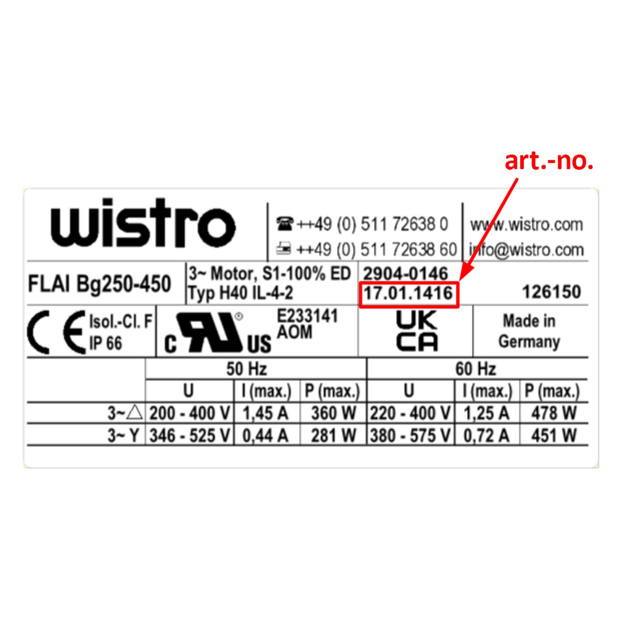 Wistro External Fan Size 204-450